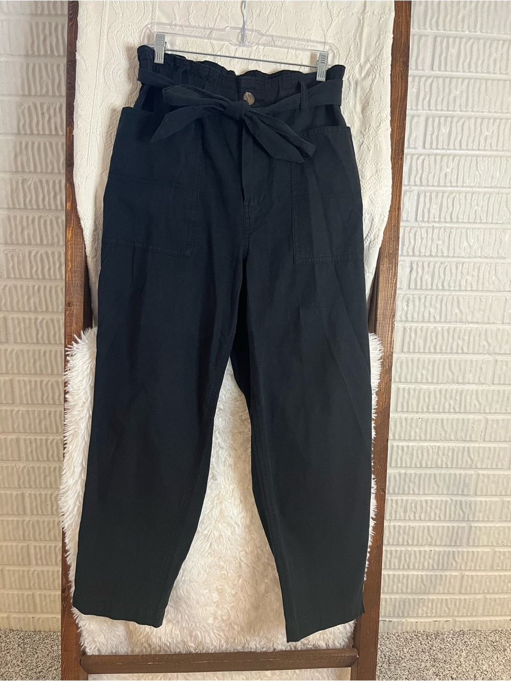 H&M Black Paperbag Waist Tie Pants